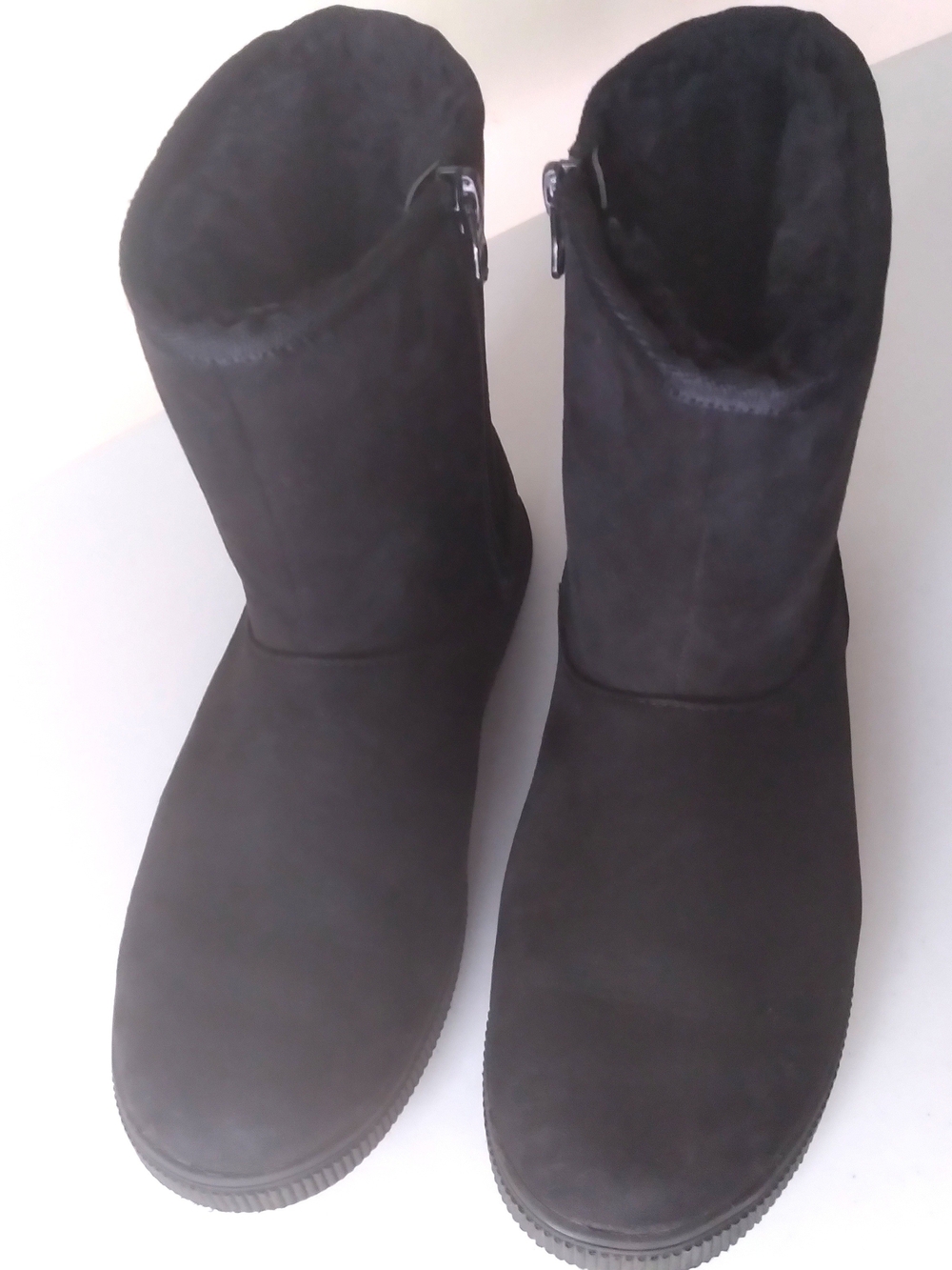Cat & Jack Girls Black Mid-Calf Winter Zip Boots Faux Fur Lined Size 3